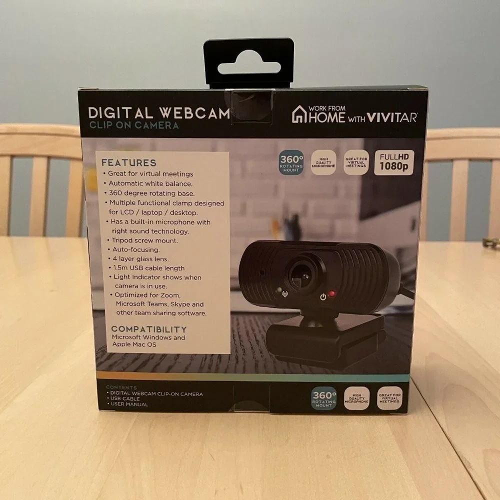 Work From Home with Vivitar Digital Webcam Clip On Camera Full HD 1080p